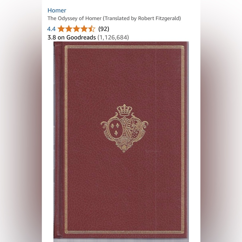 Vintage The Odyssey Homer Translated by Robert Fitzgerald Hardcover Book